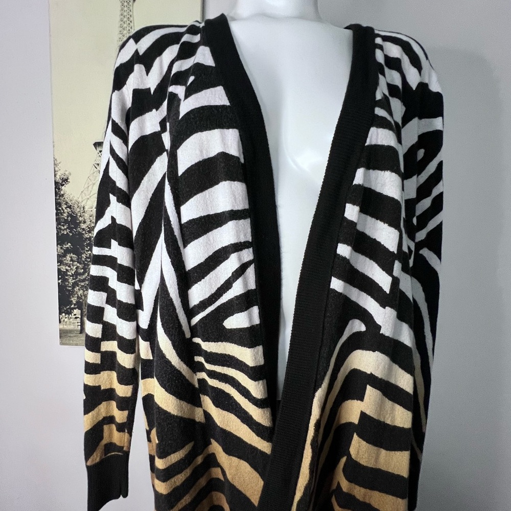 Michael Kors Black and Cream Zebra Cardigan